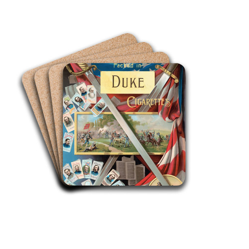 Histories of our heroes packed in Duke cigarettes by Knapp & Co. Drink Coasters - set of 4