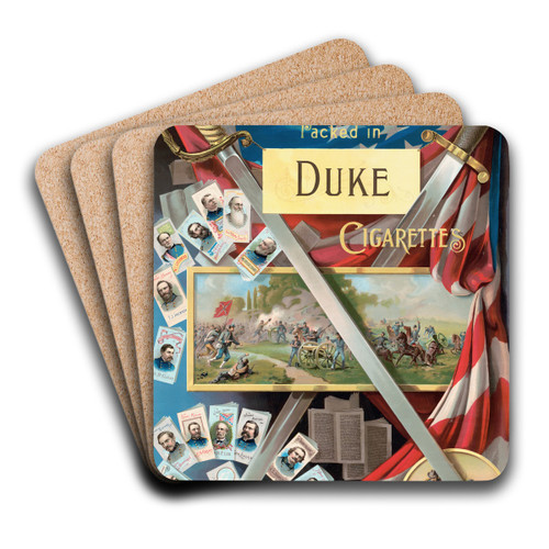 Histories of our heroes packed in Duke cigarettes by Knapp & Co. Art Drink Coaster set