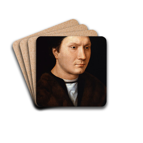 Portrait of an unknown Man by Hans Memling Drink Coasters - set of 4