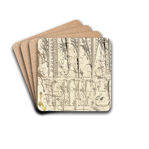 Creeping Forget-Me-Not, Insect, and Planthopper by Joris Hoefnagel Drink Coasters - set of 4