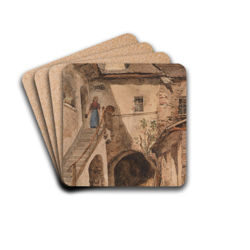 Hof in Spitz an der Donau by Leopold Munsch Drink Coasters - set of 4