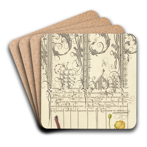 Caterpillar and Globeflower by Joris Hoefnagel Art Drink Coaster set