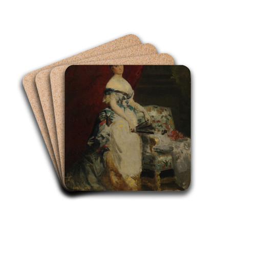 Portrait of Princess Brancaccio-Massimo, ne Mary Elizabeth Hickson-Field by douard-Louis Dubufe Drink Coasters - set of 4 Portrait of Princess Brancaccio-Massimo, ne Mary Elizabeth Hickson-Field by douard-Louis Dubufe Drink Coasters - set of 4