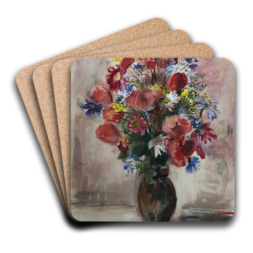 Rosa Strau by Otto Geigenberger Art Drink Coaster set