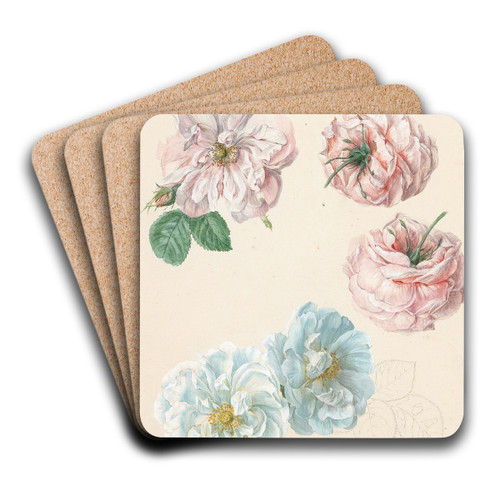 Pink and white roses by Franz Xaver Gruber Art Drink Coaster set