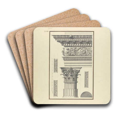 The Members of a Corinthian Temple in Ruins at Ephesus by Giovanni Battista Borra Art Drink Coaster set