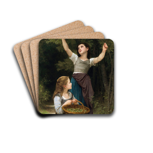 Rcolte de noisettes by William Bouguereau Drink Coasters - set of 4
