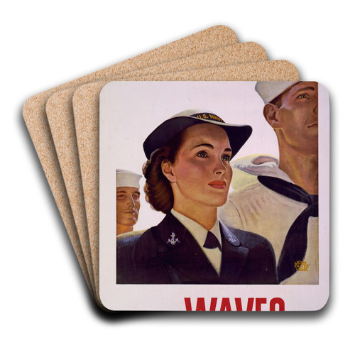 On the same team, enlist in the Waves by John Philip Falter Art Drink Coaster set