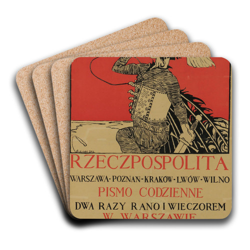 Rzeczpospolita. Pismo codzienne Warszawa-Pozna-Krakw-Lww-Wilno by Kazimierz Sichulski Art Drink Coaster set
