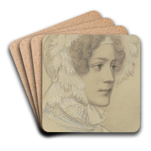 Female portrait by Marie Ellenrieder Art Drink Coaster set Female portrait by Marie Ellenrieder Art Drink Coaster set