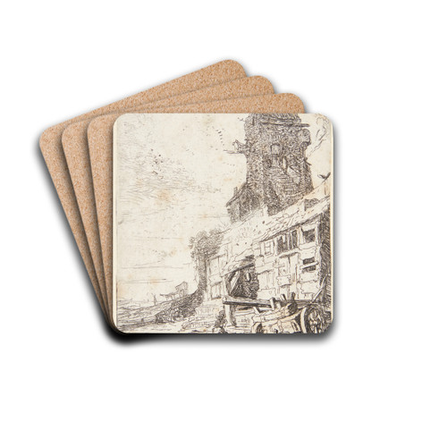 Forfaldent hus by Bartholomeus Breenbergh Drink Coasters - set of 4