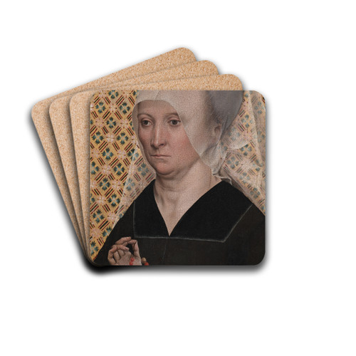 Portrait of a Woman by Master of the Holy Kinship Drink Coasters - set of 4