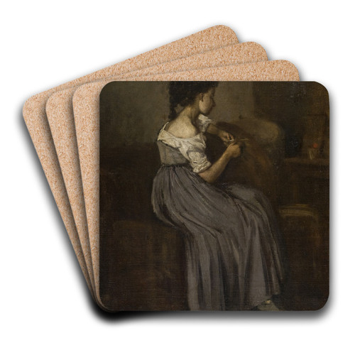 Study of a Seated Girl by David Jacobsen Art Drink Coaster set Study of a Seated Girl by David Jacobsen Art Drink Coaster set