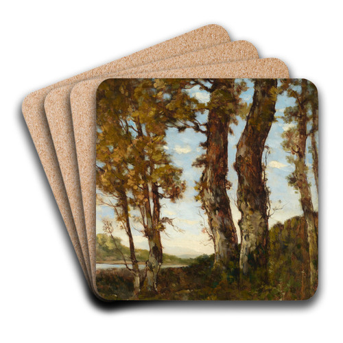 Arbres au bord de la Loire by Henri-Joseph Harpignies Art Drink Coaster set