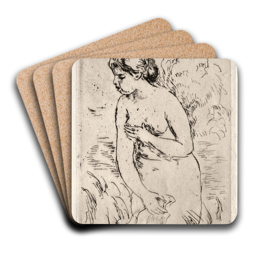 Bather Standing Up to Her Knees by Pierre-Auguste Renoir Art Drink Coaster set