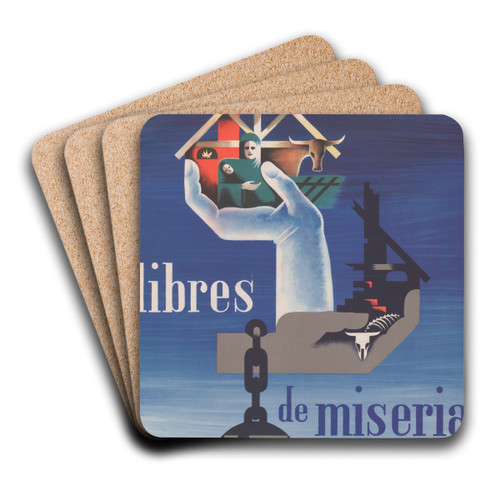 Libres de miseria. Una de las cuatro libertades por las que luchan los aliados by Alexey Brodovitch Art Drink Coaster set