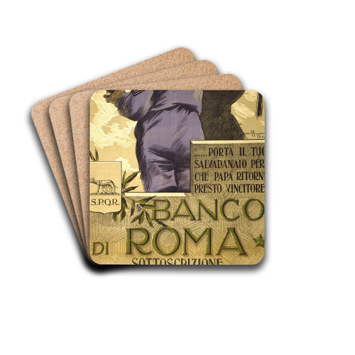 Banco di Roma by Aurelio Craffonara Drink Coasters - set of 4