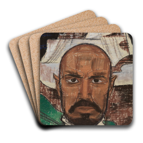Selbstbildnis mit Scheerhorn by August Babberger Art Drink Coaster set