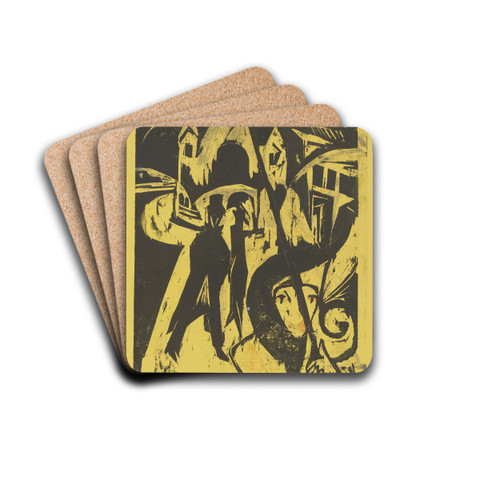 Cocotte on the Street by Ernst Ludwig Kirchner Drink Coasters - set of 4
