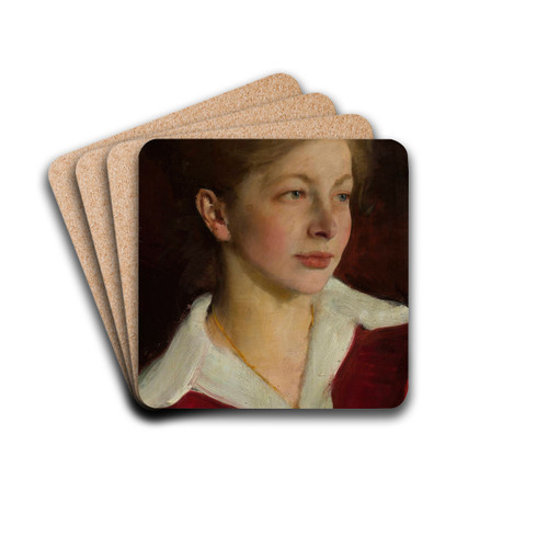 Portrait of Halina Pruska by Konrad Krzyanowski Drink Coasters - set of 4