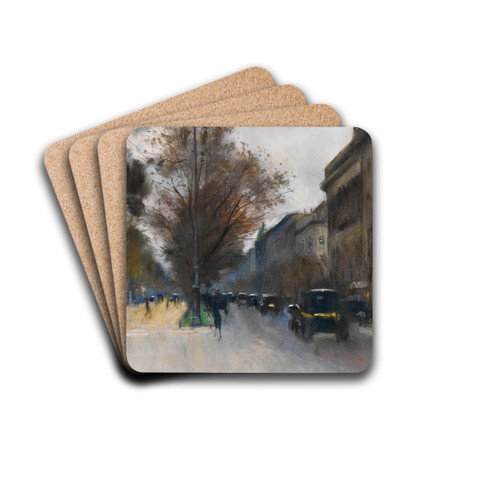 Berliner Straenszene im Herbst (Hotel Adlon, Berlin) by Lesser Ury Drink Coasters - set of 4