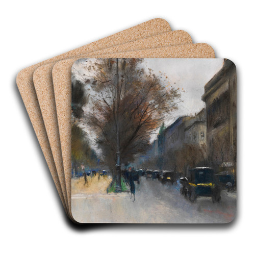 Berliner Straenszene im Herbst (Hotel Adlon, Berlin) by Lesser Ury Art Drink Coaster set