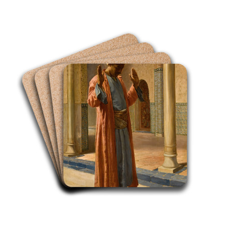 At Prayer by Eugne Baugnis Drink Coasters - set of 4 At Prayer by Eugne Baugnis Drink Coasters - set of 4