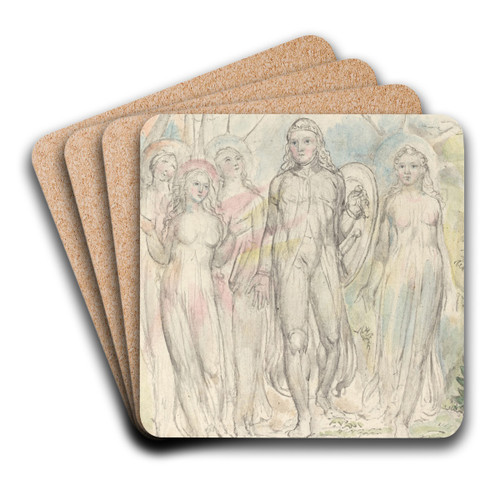 Christian with the Shield of Faith, Taking Leave of His Companions by William Blake Art Drink Coaster set