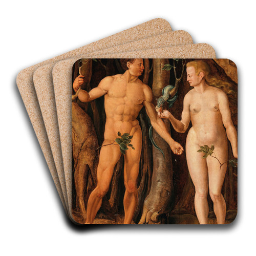 Adam and Eve by Maarten Van Heemskerck Art Drink Coaster set