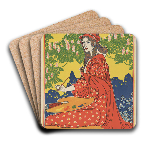 The Quartier Latin. A magazine devoted to the arts by Louis Rhead Art Drink Coaster set