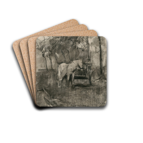 Paard in een wei by Nicolaas van der Waay Drink Coasters - set of 4