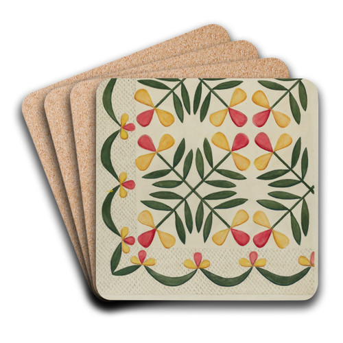 Applique Coverlet by John R. Towers Art Drink Coaster set