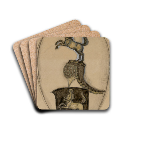 Entwurf zum Wappen von Franz von Stuck by Franz von Stuck Drink Coasters - set of 4 Entwurf zum Wappen von Franz von Stuck by Franz von Stuck Drink Coasters - set of 4