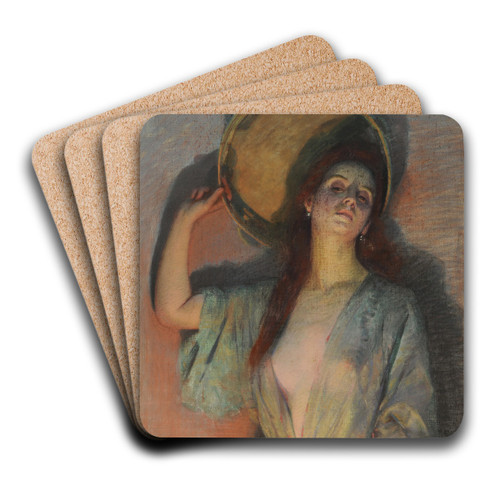La femme au tambour de basque by Edouard Rosset-Granger Art Drink Coaster set La femme au tambour de basque by Edouard Rosset-Granger Art Drink Coaster set