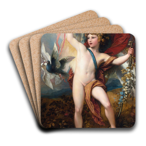 Cupid Releasing Two Doves by Benjamin West Art Drink Coaster set