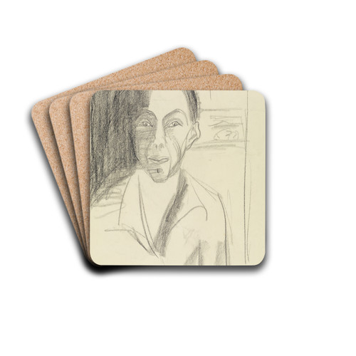 Selbstbildnis by Ernst Ludwig Kirchner Drink Coasters - set of 4