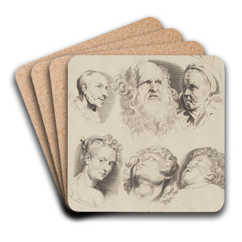 Study of Heads by Peter Paul Rubens Art Drink Coaster set