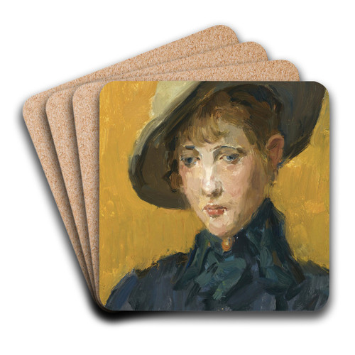 An Elegant Girl In A Hat by Isaac Israls Art Drink Coaster set