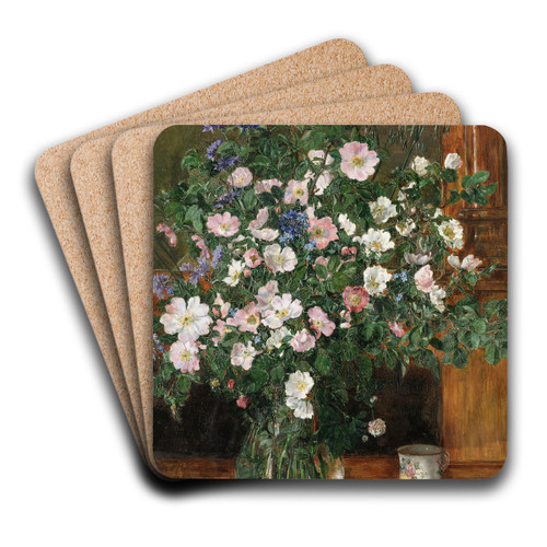 Wild Briar Roses by Anna Munthe-Norstedt Art Drink Coaster set