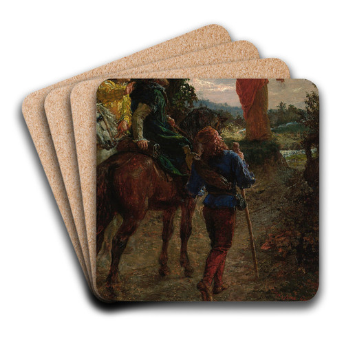 Veit Stoss on the way to Nuremberg by Wojciech Gerson Art Drink Coaster set