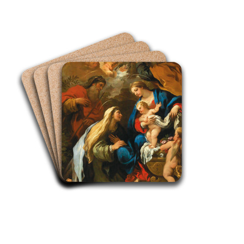 The Holy Family With Saints Anne And Joachim by Luca Giordano Drink Coasters - set of 4