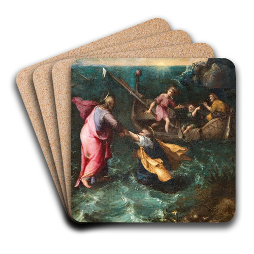 Christ calming the storm on the Sea of Galilee by Circle of Gerolamo Muziano Art Drink Coaster set