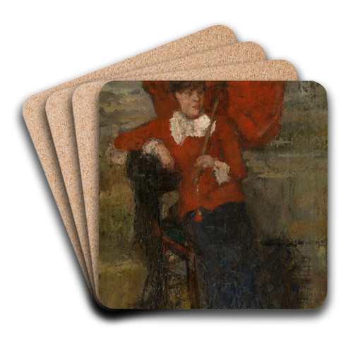 Lady with Red Parasol by James Ensor Art Drink Coaster set