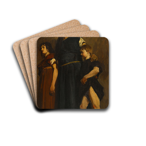 Femme mrovingienne et deux enfants by Jean-Paul Laurens Drink Coasters - set of 4