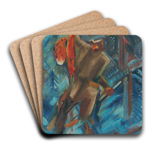 Hunter with a Fox in His Hand by Arnold Peter Weisz-Kubnan Art Drink Coaster set