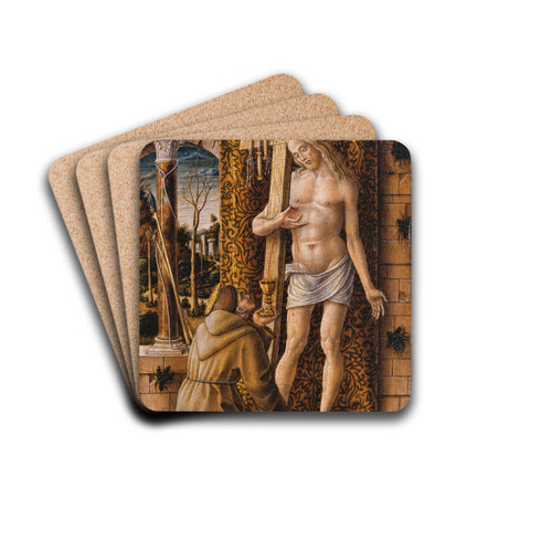 Saint Francis Collecting the Blood of Christ by Carlo Crivelli Drink Coasters - set of 4