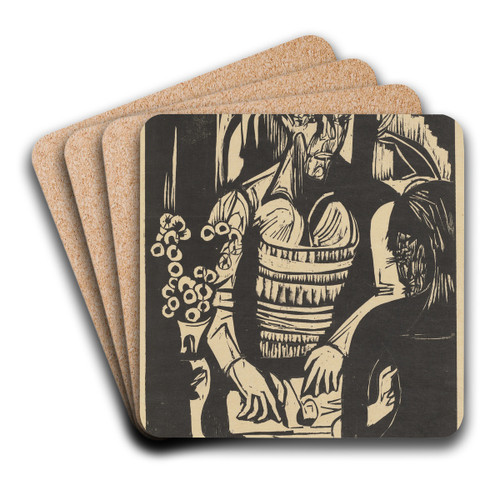 Zeichnender Maler (Selbstportrait) by Ernst Ludwig Kirchner Art Drink Coaster set