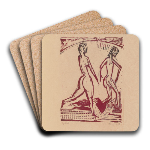 Two Girls Bathing by Ernst Ludwig Kirchner Art Drink Coaster set
