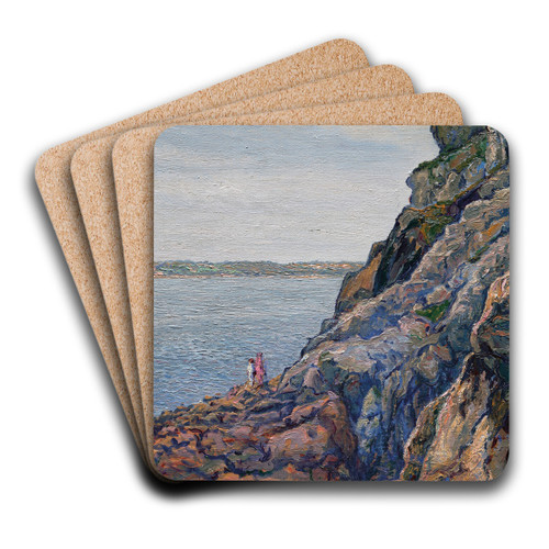 tude de rochers  Perros Guirec by Gustave Cariot Art Drink Coaster set
