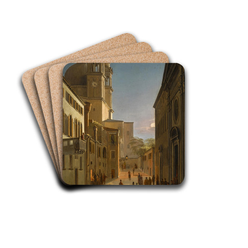 Venice, the Rio Terr Catecumeni, with Santa Maria della Salute in the Distance by Frans Vervloet Drink Coasters - set of 4 Venice, the Rio Terr Catecumeni, with Santa Maria della Salute in the Distance by Frans Vervloet Drink Coasters - set of 4